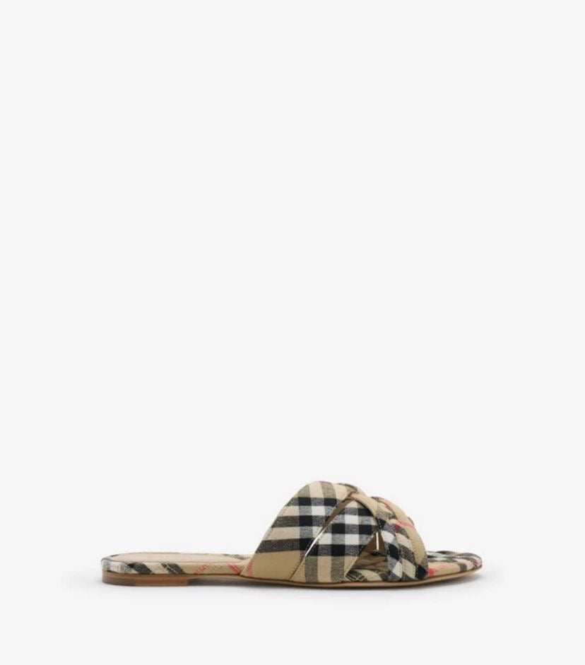 (Burberry Ladies slides) CHECK CABANA SLIDES