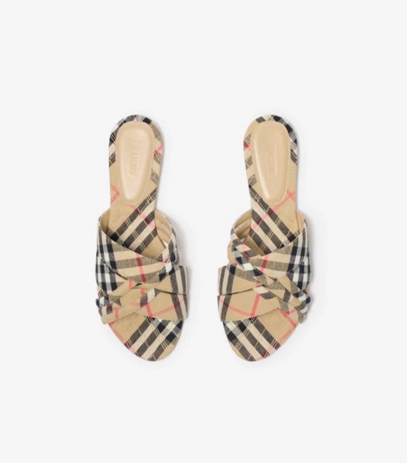 (Burberry Ladies slides) CHECK CABANA SLIDES