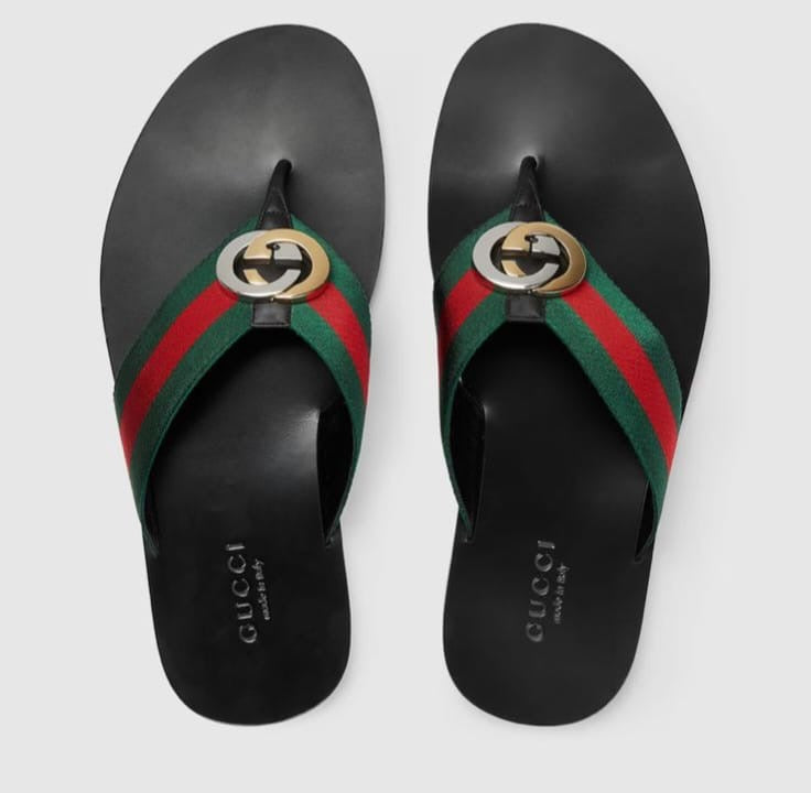 (Gucci Mens slides)Men's slides with interlocking G